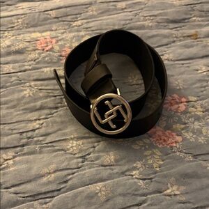 Black Leather Belt with Silver Buckle